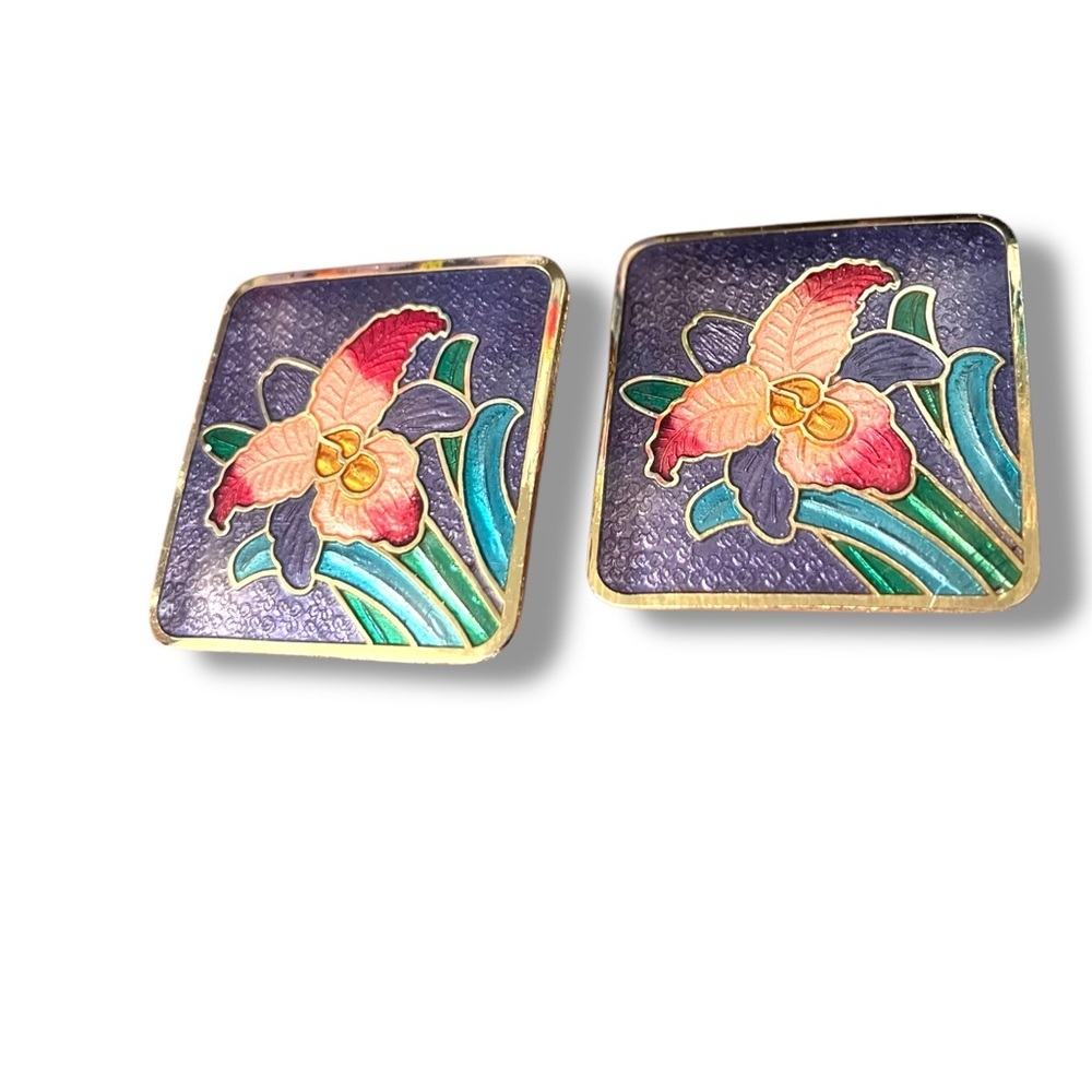 Clip on Earrings Pastel Pink Lavender Floral Unbranded